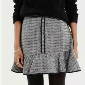 Madewell Tweed Mini Skirt Textured Flounce Ruffle Gray Black Size 8 NWT